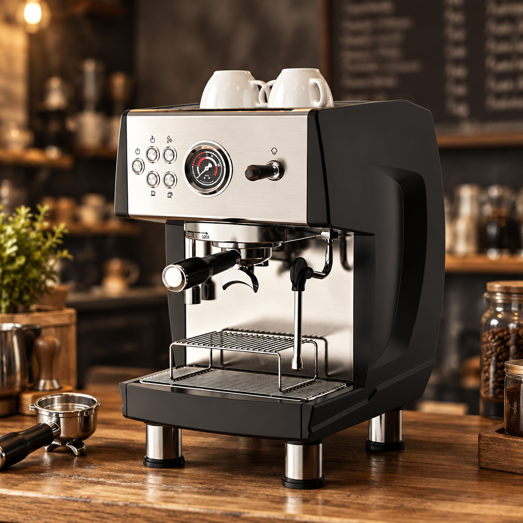 Pascali espresso machine with portafilter and cups